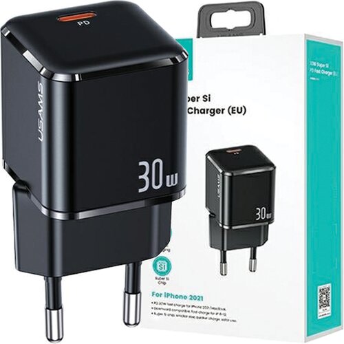 Usams OMREŽNI POLNILEC 1XUSB-C T45 MINI 30W PD3.0 HITRO POLNJENJE ČRN, (21974686) Cene