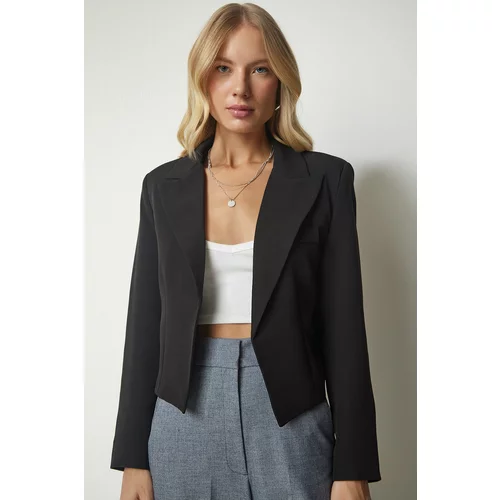 Happiness İstanbul Women's Black Double Breasted Lapel Blazer Jacket