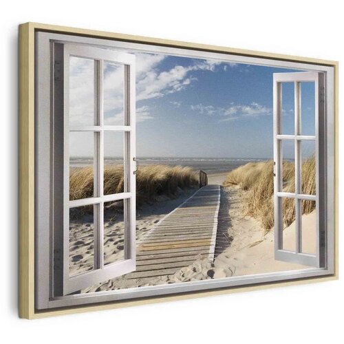  Slika - Window: View of the Beach 60x40 U prirodnom drvenom okviru Cene