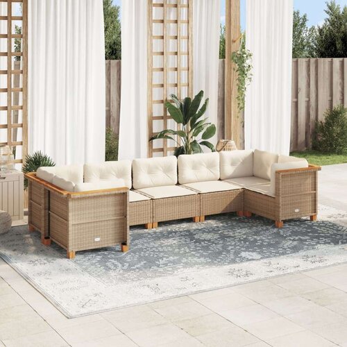 VidaXL 7-dijelni set vrtnih sofa od poliratana s jastucima bež Slike