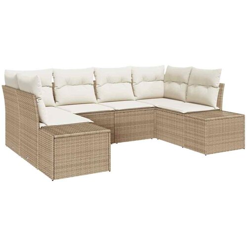  Sjedeća garnitura za vrt 6 kom. Bež poliratan 234 x 154 x 69 cm Slike