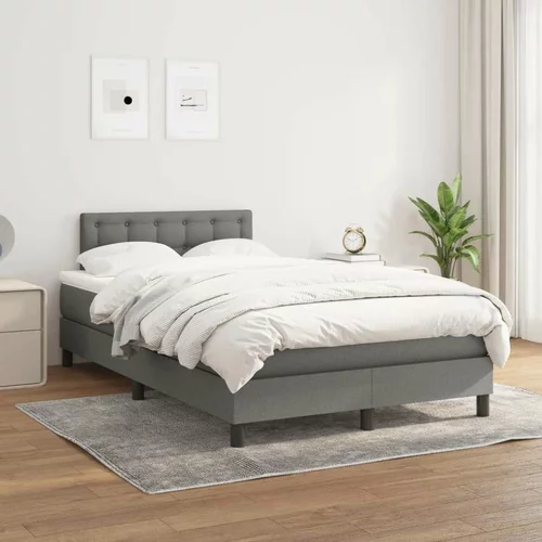  Box spring postelja z vzmetnico temno siva 120x200 cm blago, (20727287)