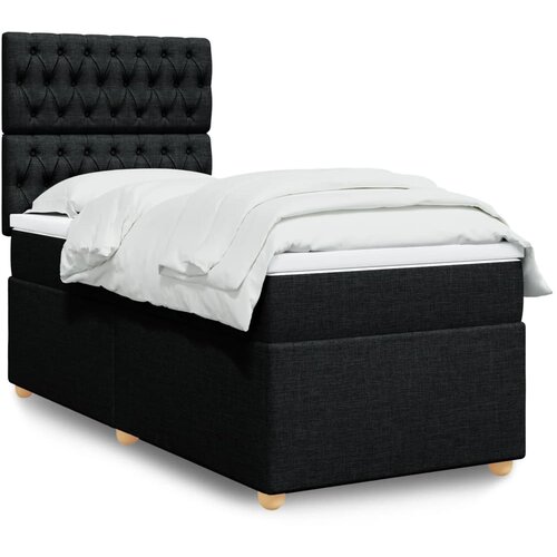  Box spring krevet s madracem crni 90x190 cm od tkanine Cijene