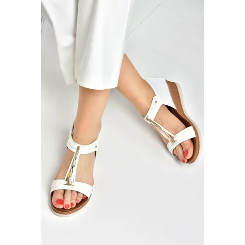Fox Shoes White Women's Low-heeled Daily Sandals