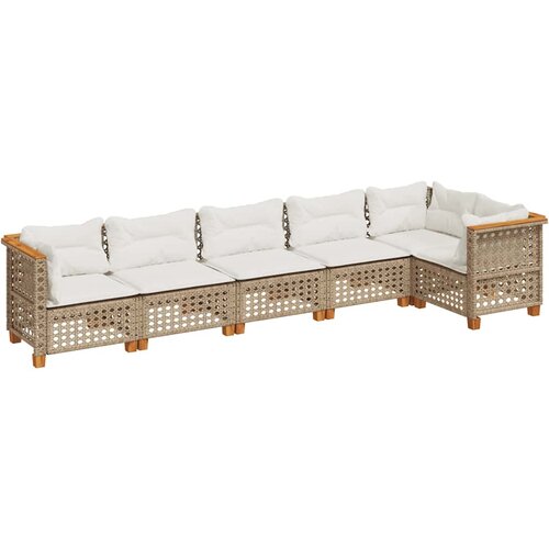  6-dijelni set vrtnih sofa s jastucima bež od poliratana 317.5 x 127 x 69 cm Slike