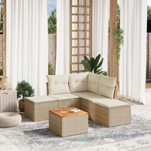 VidaXL 6-dijelni set vrtnih sofa s jastucima bež od poliratana Slike
