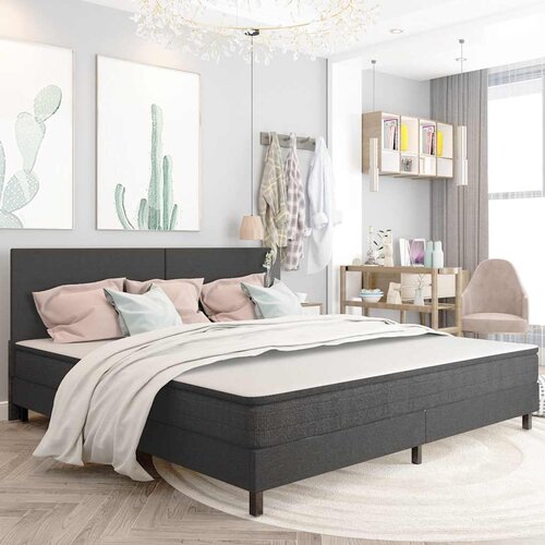 Box spring okvir za krevet od tkanine sivi 200 x 200 cm Slike