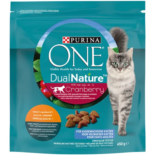 Purina One Dual Nature Adult s piletinom i brusnicom - 2 x 650 g