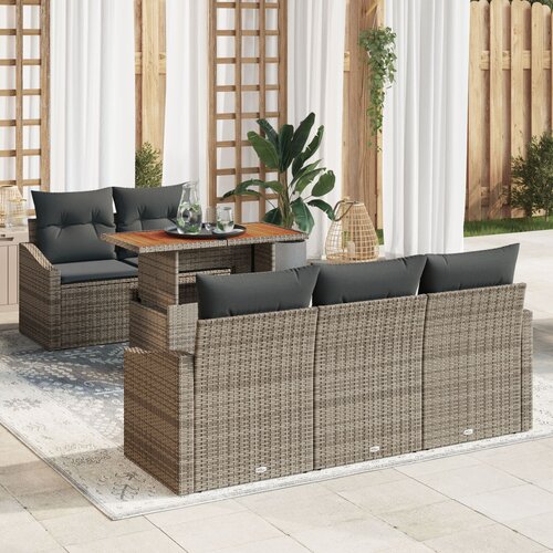 VidaXL set od 6 komada vrtne garniture s jastučićima siva poly ratan Slike