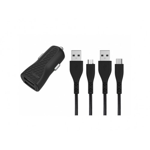 Energizer Avtopolnilec 2 USB-A 2.4A HardCase s kablom USB-C in Micro-USB, Črna, (5000213682) Cene