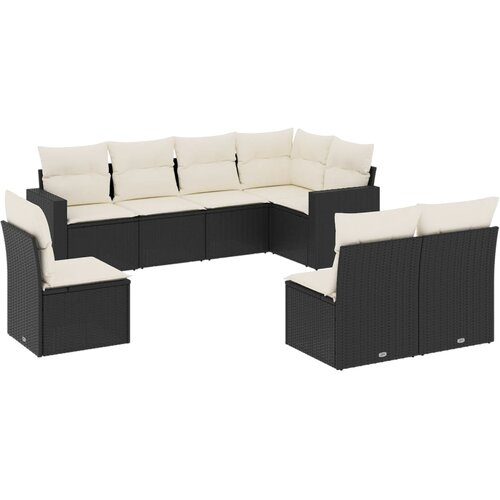  8-dijelni set vrtnih sofa od poliratana s jastucima crni Crna Slike