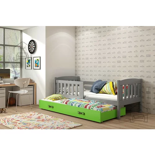 BMS Group Otroška postelja Kubus z dodatnim ležiščem - 90x200 cm - grafit/zelena