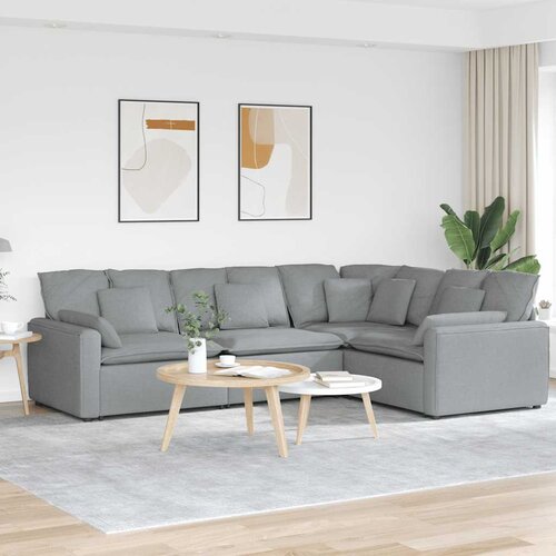  Modularna sofa s jastucima, tkanina, svijetlo siva Cijene