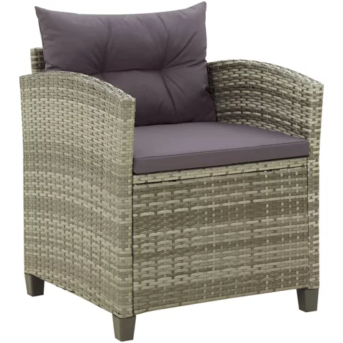 vidaXL Vrtna stolica od poliratana s jastucima siva