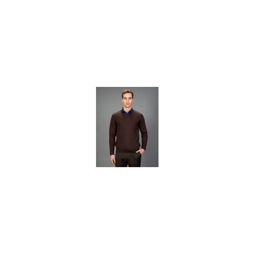 Tudors slim fit jednobojni braon džemper dugih rukava v izrez (KZ16016-BR1) Slike