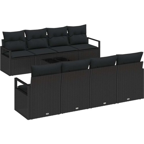  Set vrtnih sofa s 9 komada s jastucima crna poli rattan dvostruka vrtna sofa s jastucima crna poli rattan Slike