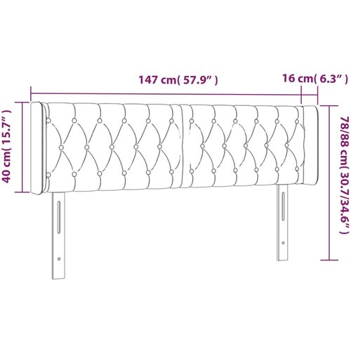  LED uzglavlje crno 147x16x78/88 cm od tkanine Slike