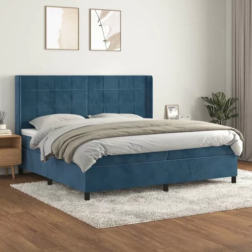  Box spring postelja z vzmetnico temno modra 200x200 cm žamet, (20761212)