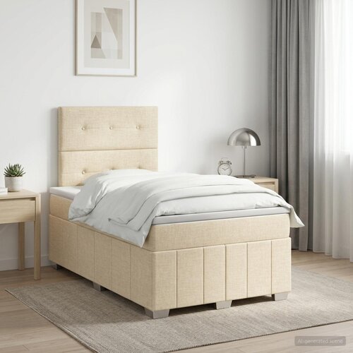  Boxspring krevet s madracem Krem 120 x 190 cm Tkanina Cene