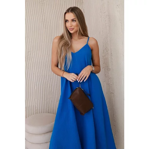 Kesi Muslin dress with straps cornflower blue