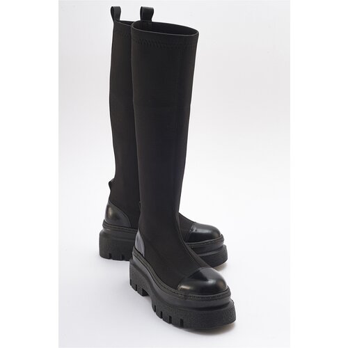 LuviShoes CELINE Women&amp;#039;s Black Scuba Thick Soled Boots Slike