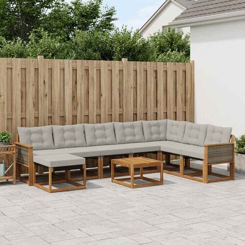  Set vanjskih sofa s jastukom 9 pcs Prirodna i Svjetlosiva Cene