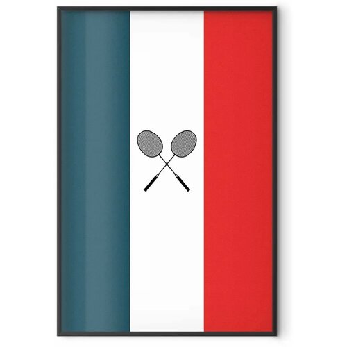  Plakat - French Flags and Black Badminton Rackets 60x90 Crni okvir Slike
