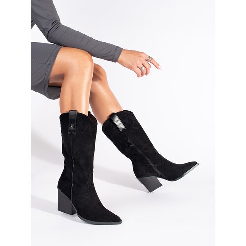 SEASTAR Women&amp;#039;s black suede cowboy boots Slike