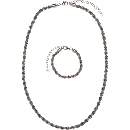 Urban Classics Accessoires Charon Intertwine Necklace And Bracelet Set silver