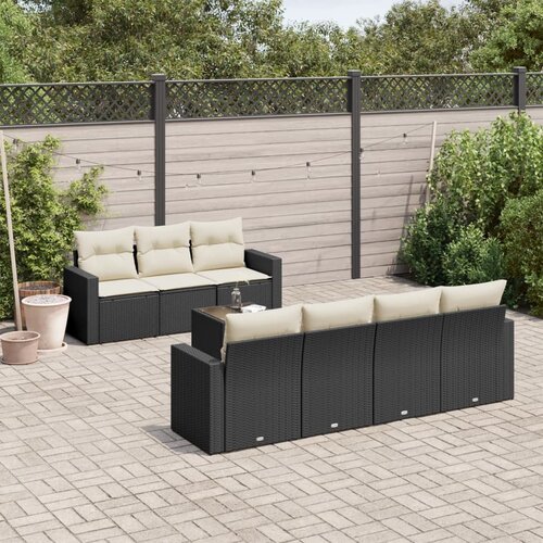 VidaXL 8-dijelni set vrtnih sofa od poliratana s jastucima crni Slike