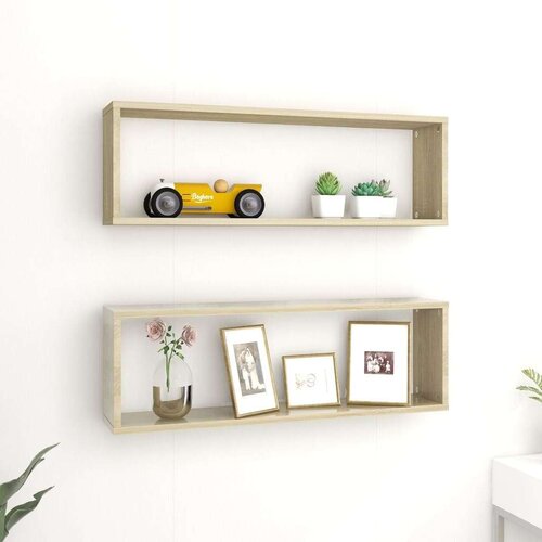  Stenske police kockaste 2 kosa sonoma hrast 80x15x26,5 cm, (20620815) Cene