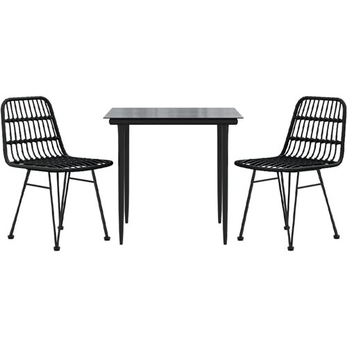  3-dijelni vrtni blagovaonski set od poliratana crni Crna Dužina stola 80 cm Slike