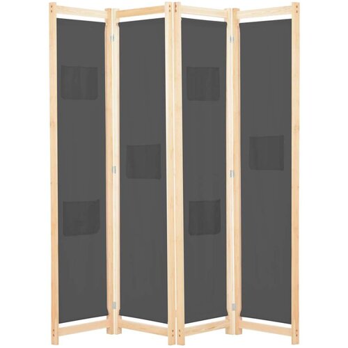 vidaXL Paravan 4-delni 160x170x4 cm sivo blago Cene