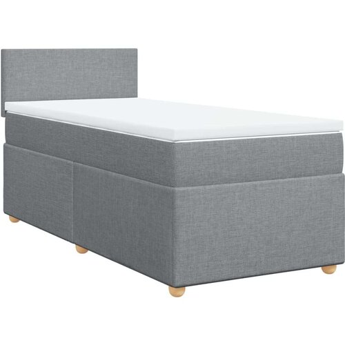 VidaXL Box spring krevet s madracem svjetlosivi 90x190 cm od tkanine Slike