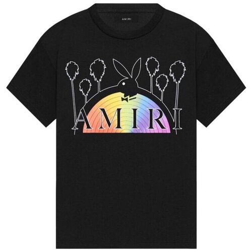 Amiri Majice s kratkimi rokavi PLAYBOY RAINBOW TEE BLACK Črna Cene