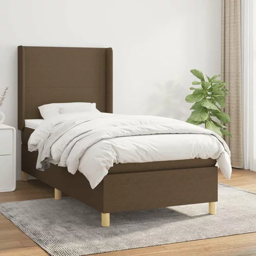  Box spring postelja z vzmetnico temno rjava 100x200 cm blago, (20900344)