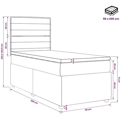  Boxspring krevet s madracem Tamnosiva 90 x 200 cm Tkanina - Tamnosiva 90 x 200 cm Dizajn linija Slike