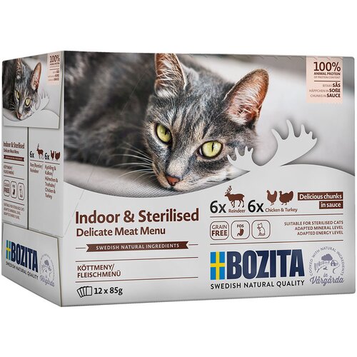 Bozita Indoor &amp;amp; Sterilised v me&amp;scaron;anem pakiranju 12 x 85 g - Omaka Slike