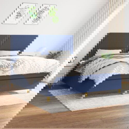 The Living Store Box spring postelja z vzmetnico modra 160x200 cm blago - Box Spring Postelja, (21512414) Slike