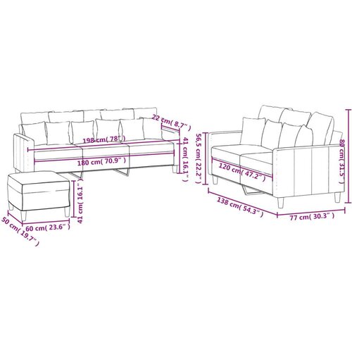  3-dijelni set sofa s jastucima crvena boja vina bar&amp;scaron;unasti Slike