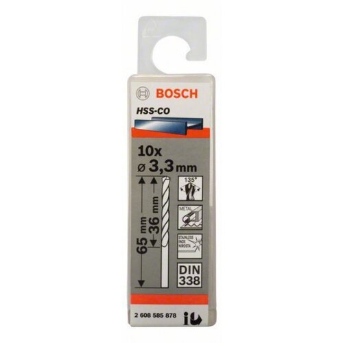 Bosch burgija za metal hss-co, din 338 3,3 x 36 x 65 mm, 1 komad ( 2608585878. ) Cene