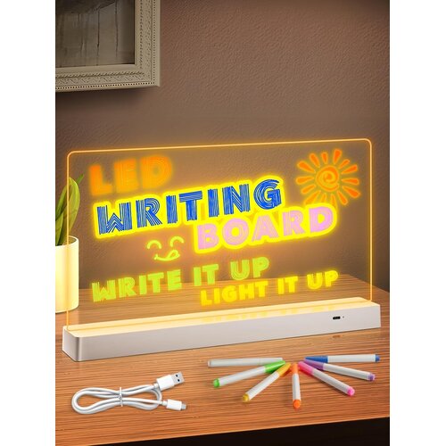 MOWETOO LED risalna tabla za otroke z 7 neonskimi flomastri Slike