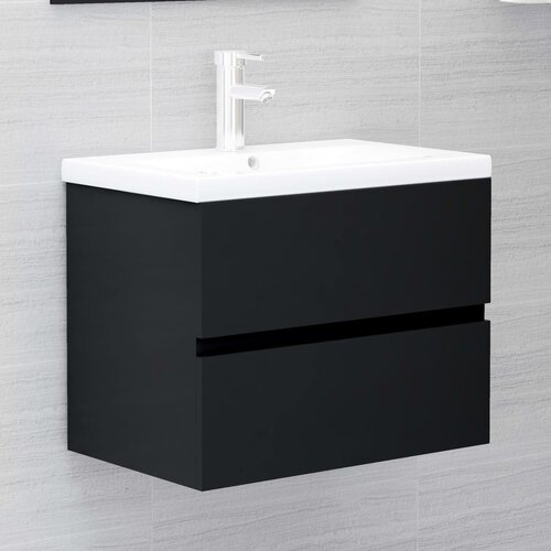 VidaXL Omarica za umivalnik črna 60x38,5x45 cm iverna plo&amp;scaron;ča Slike