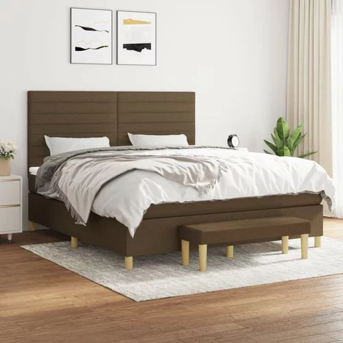  Box spring postelja z vzmetnico temno rjava 160x200 cm blago, (20902069)