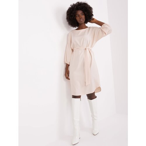 Fashion Hunters Light beige dress with 3/4 sleeves RUE PARIS Slike