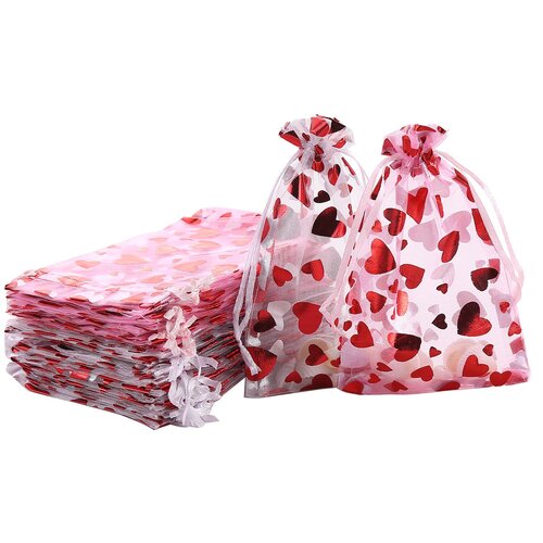 INF Zlate Srčne Organza Vrečke 10x15cm (50 Kosov) - Vrečke za Darila, (5000077996) Cene