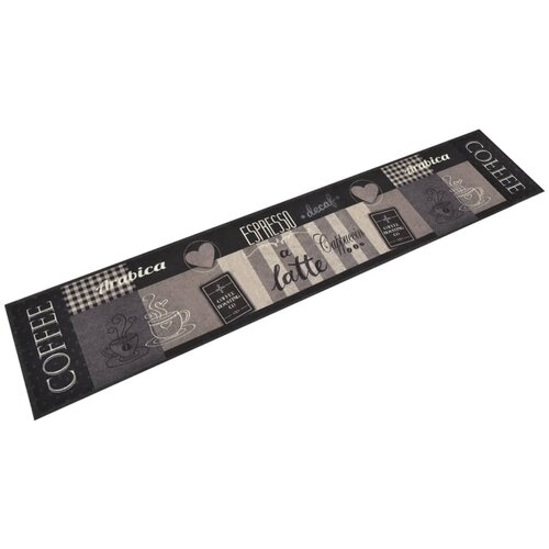 vidaXL Kuhinjska preproga pralna kavna tematika črna 60x300 cm žamet Cene