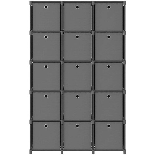 VidaXL Police za izlaganje s 15 kutija od tkanine 103x30x175,5 cm sive Slike