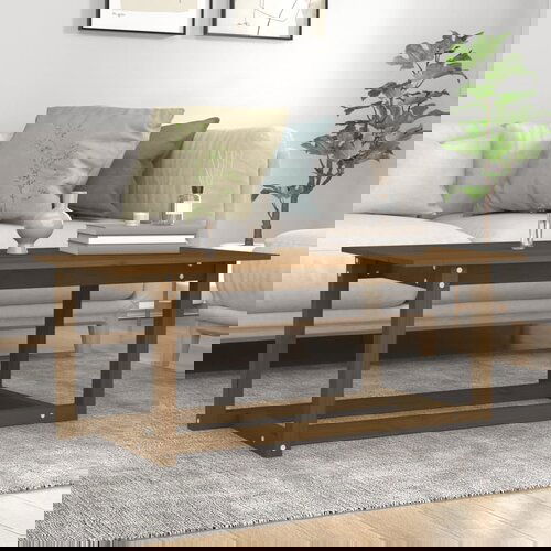 The Living Store Klubska mizica medeno rjava 110x55x45 trdna borovina - Klubska Mizica, (21573326) Slike