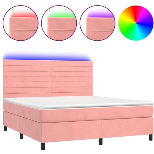  Krevet box spring s madracem LED ružičasti 160x200cm bar&amp;scaron;unasti Slike